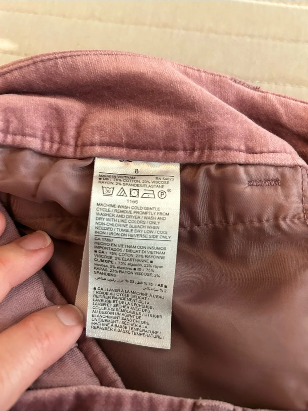 Old Navy Pixie Soft Velour Pants Pink Mauve Size 8